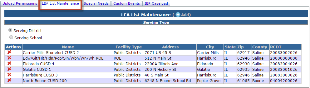 LEA List Maintenance