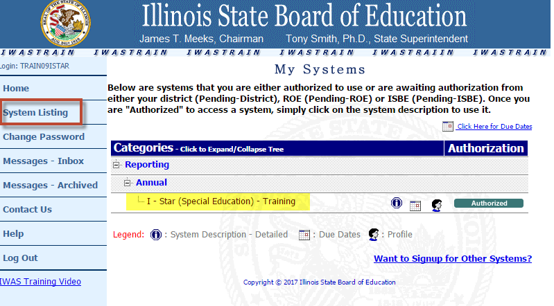 System Listing